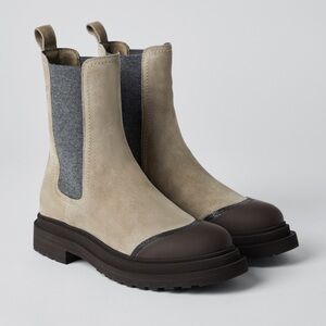 NEW Brunello Cucinelli Suede Leather Embellished Chelsea Boots Size 40 / 10